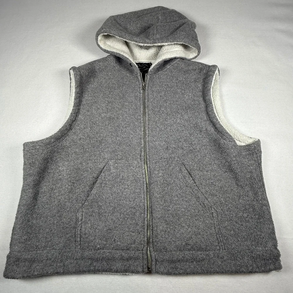 COACO New York Gray Hooded Sherpa Lined Fleece Vest Womens XL Sleeveless